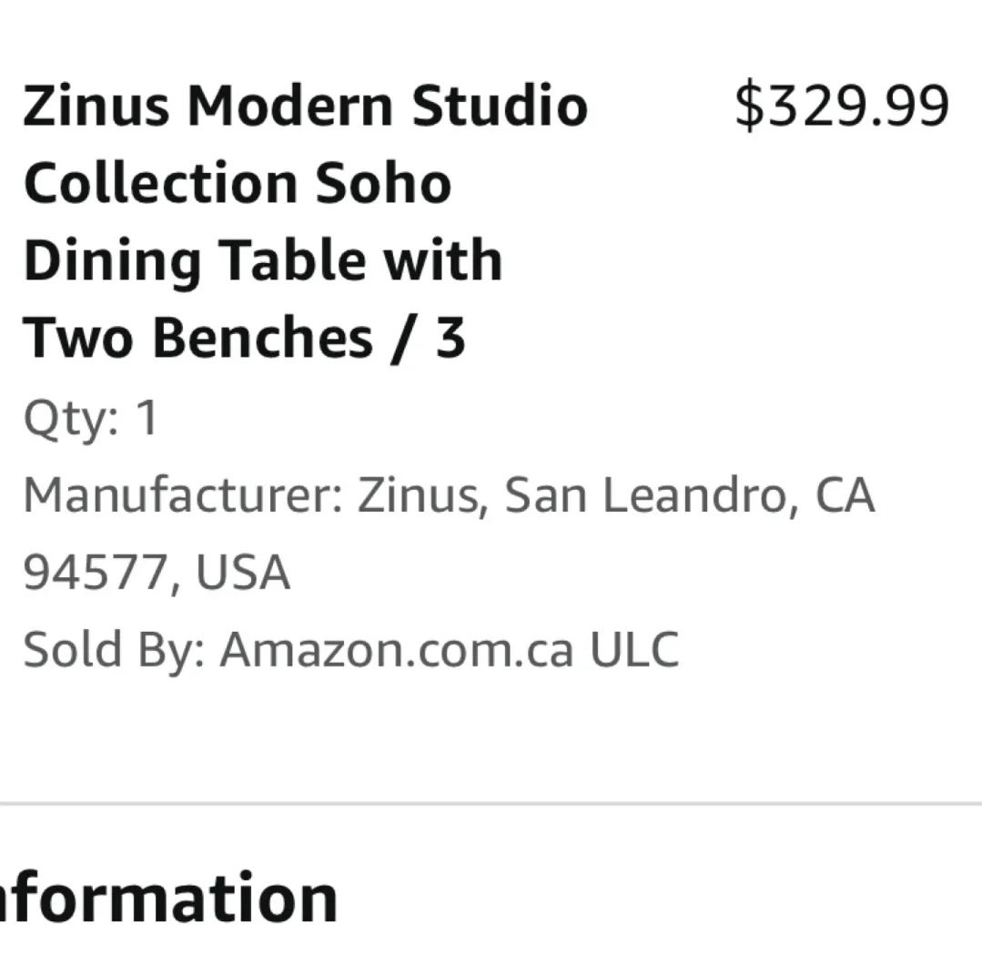 Zinus Modern Studio Dining Table with 2 Benches image indicator(3)