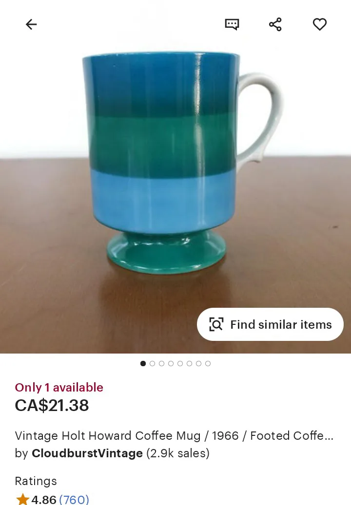 Set of Stunning Vintage MCM Holt Howard Pedestal Coffee Mugs image indicator(3)