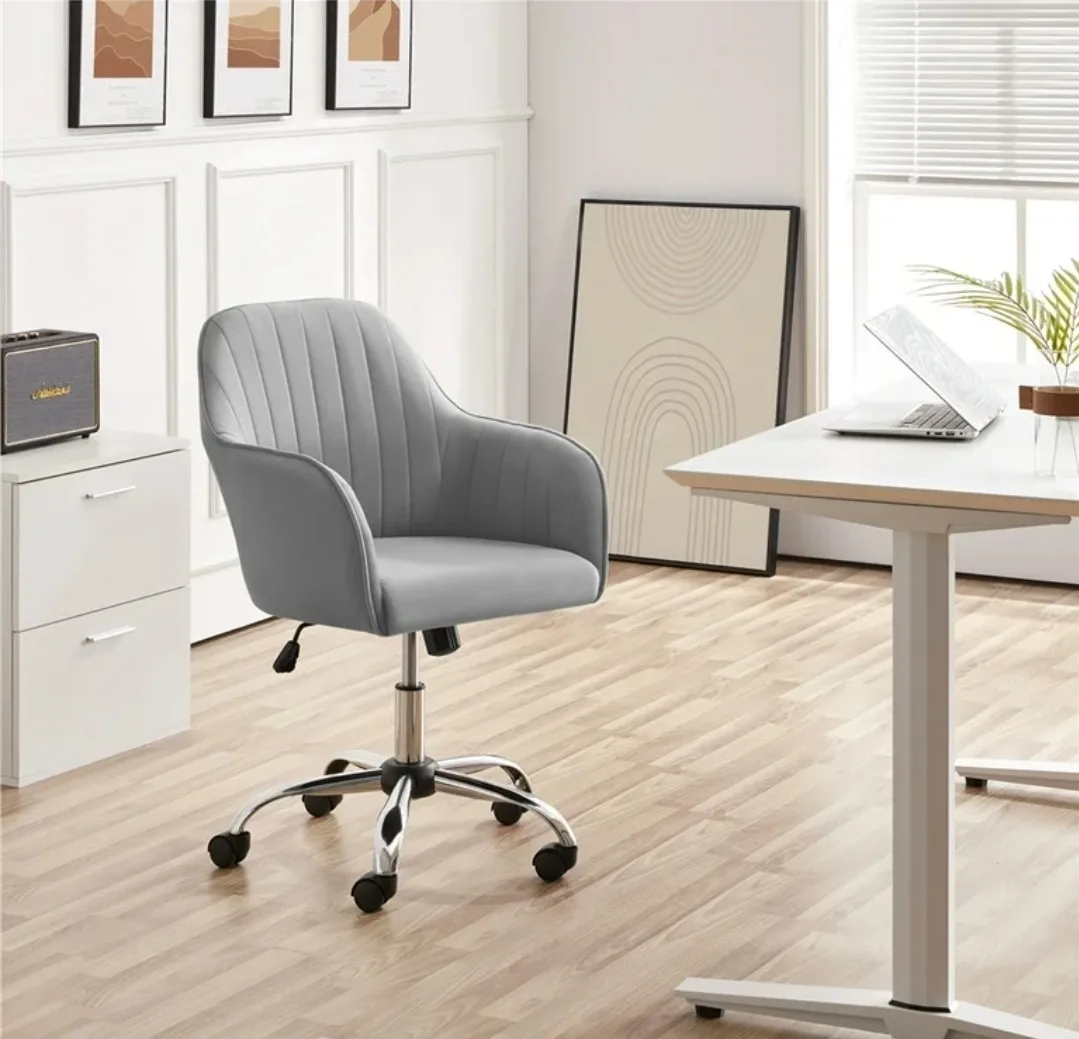 Gray Velvet Office Chair thumbnail
