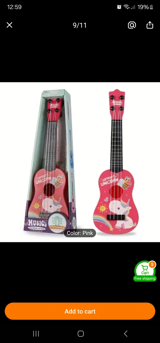 Pink Unicorn Children's Guitar thumbnail