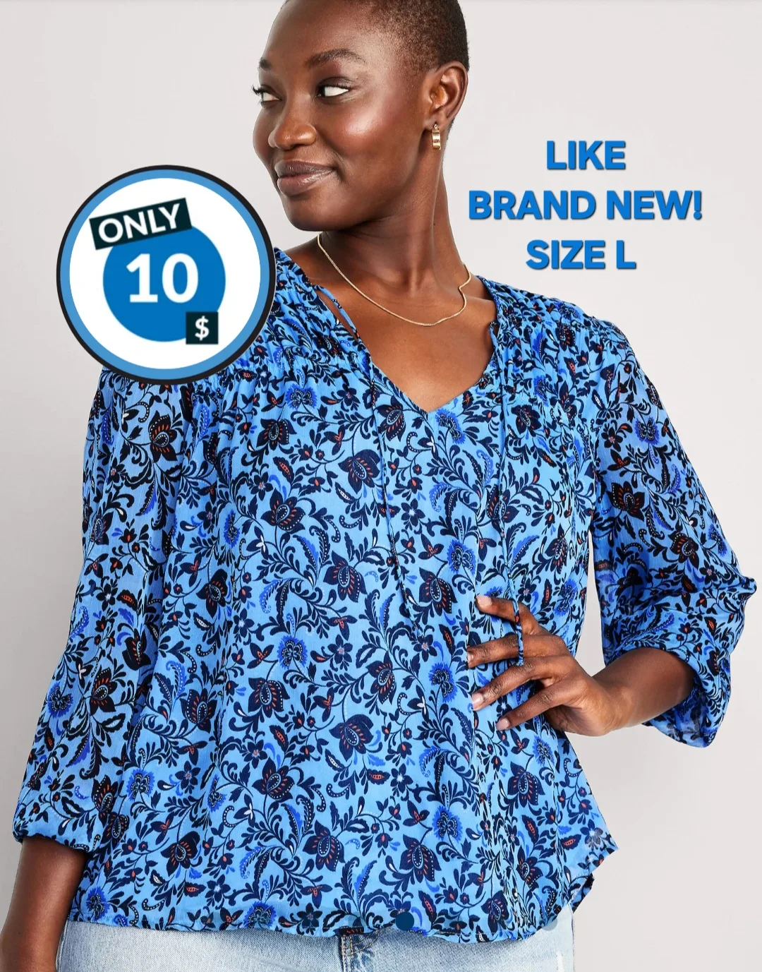 Beautiful Blue Blouse  - LIKE NEW! thumbnail
