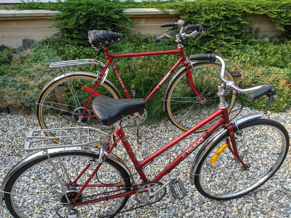 2 Vintage Tourace Bicycles high step and mid step thumbnail