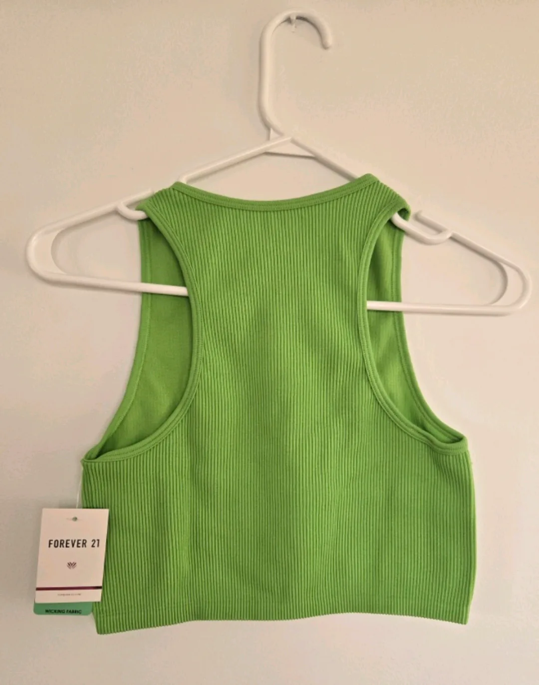 Forever 21 Green Ribbed Tank Top - Size L image indicator(2)