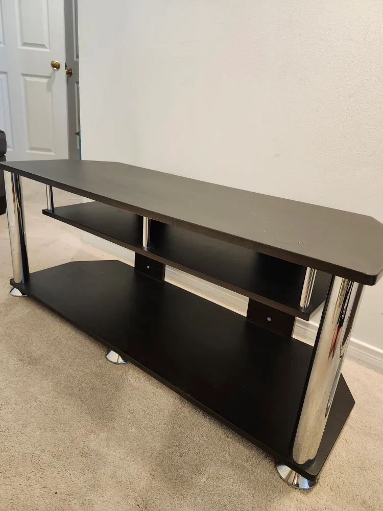 Dark Brown TV Stand with Chrome Legs thumbnail
