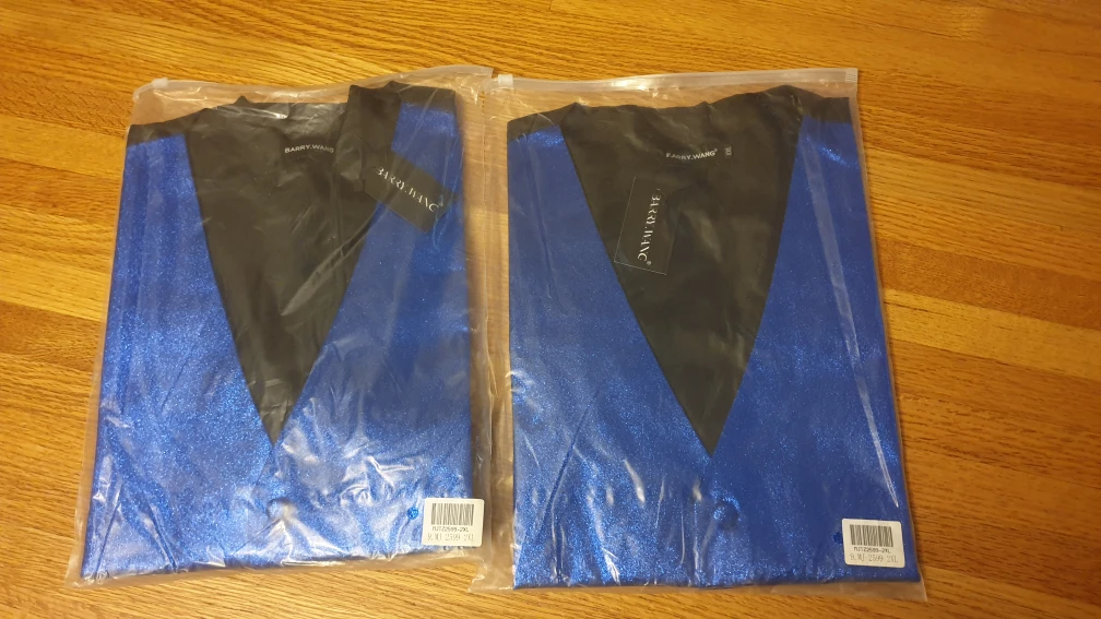Barry Wang Blue Sparkle Vest and Bow Tie Set - photo 2