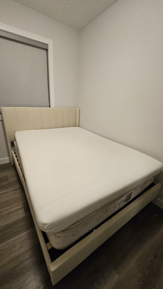 Upholstered Platform Bed Frame - Beige