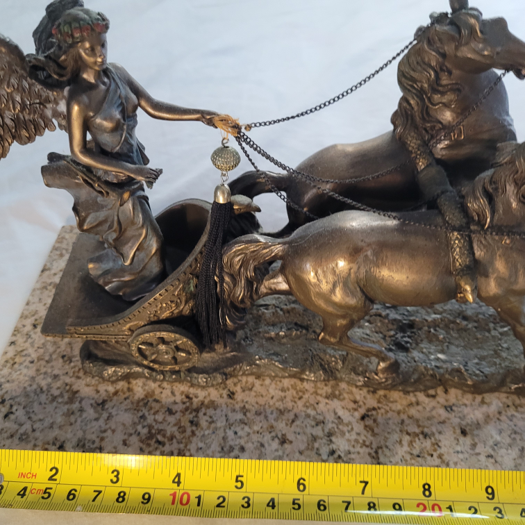 Bronze Angel Horse Chariot Statue - photo 5