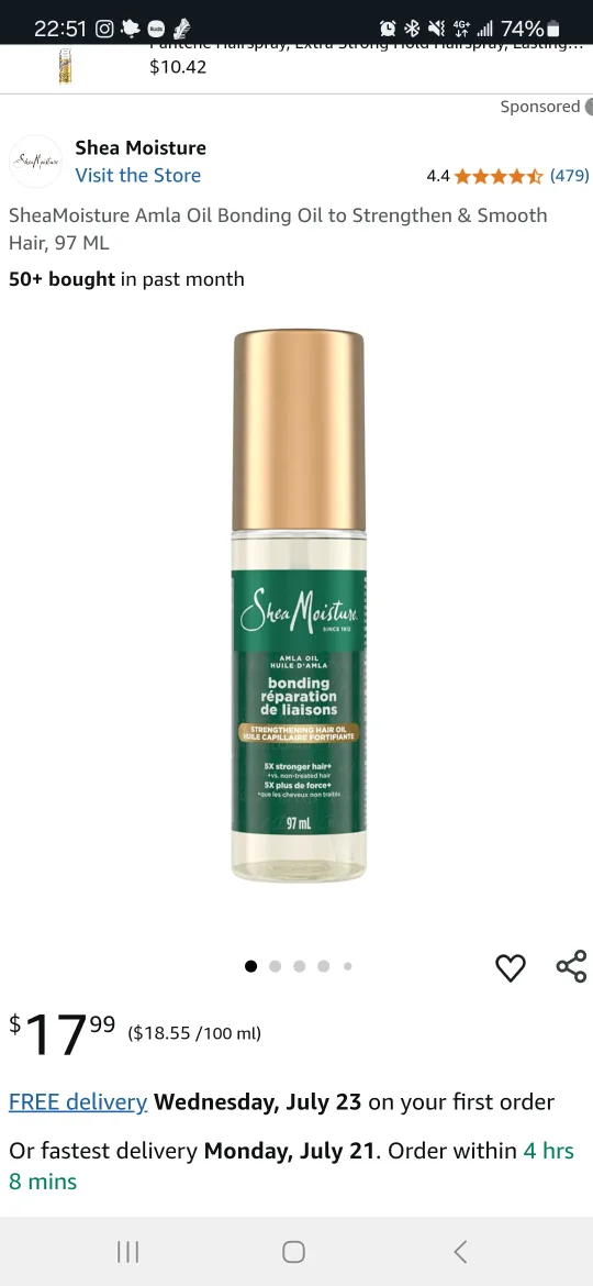 Shea Moisture Coconut Hibiscus Lightweight, Bonding Hair Oil image indicator(3)