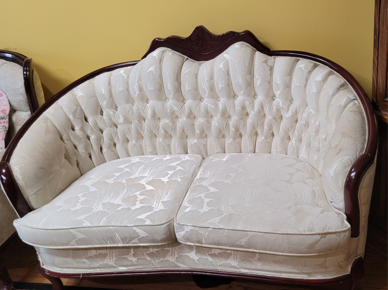 Vintage Loveseat - Cream Floral Pattern