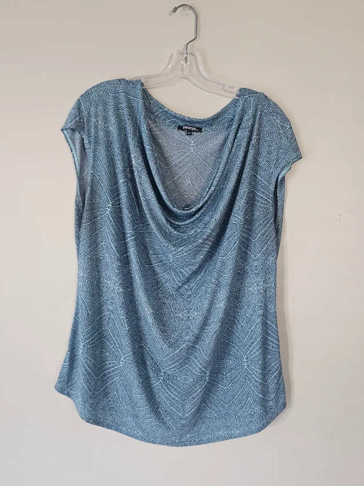 George Blue Patterned Top Size XXL thumbnail