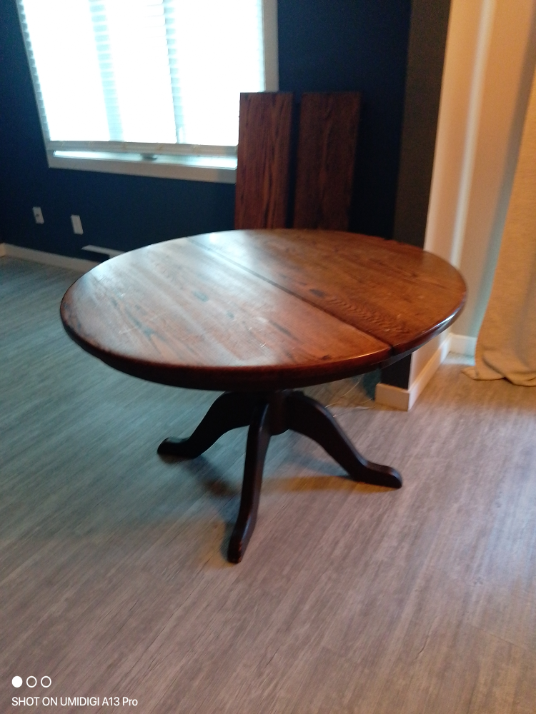 Round Wooden Dining Table with Leaf Inserts - photo 3