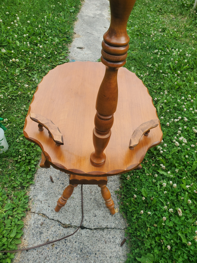 Vintage Mid-Century Wood Table Lamp + Accent Table - photo 5