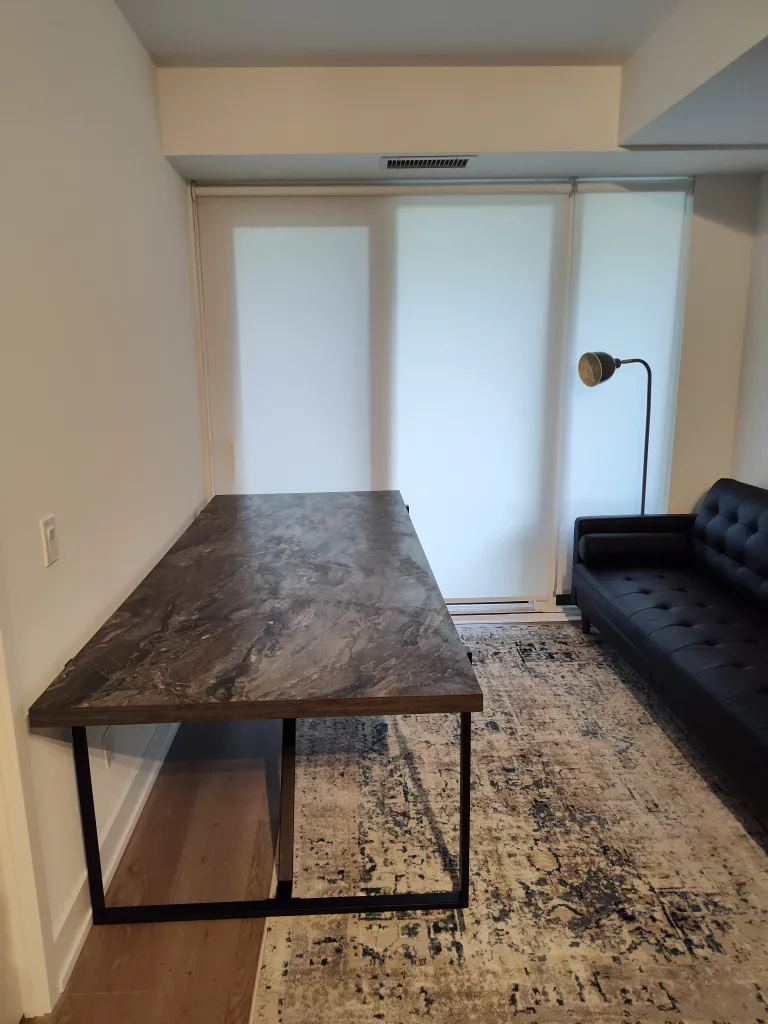 Marble Pattern Desk with Black Metal Legs image indicator(6)