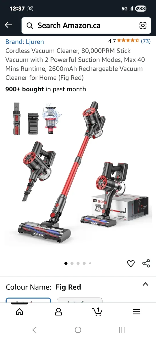 V12 Cordless Vacuum Cleaner - Fig Red thumbnail