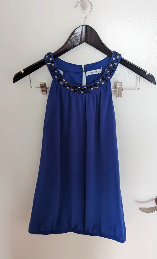 Ricki's Blue Embellished Halter Top - Women's Size Small thumbnail