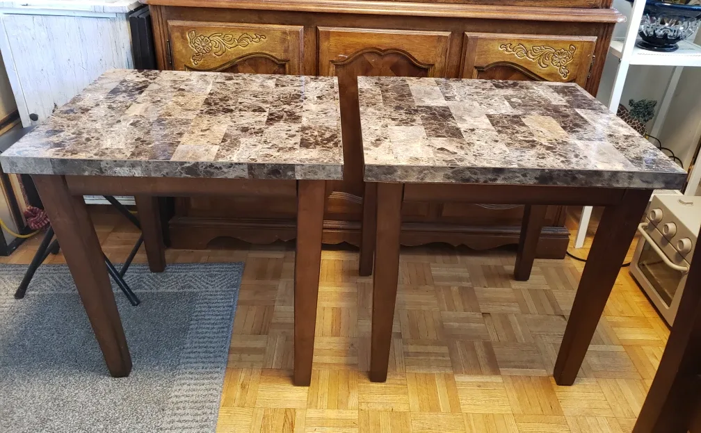 Set of 2 Side Tables with Faux Marble Top image indicator(2)
