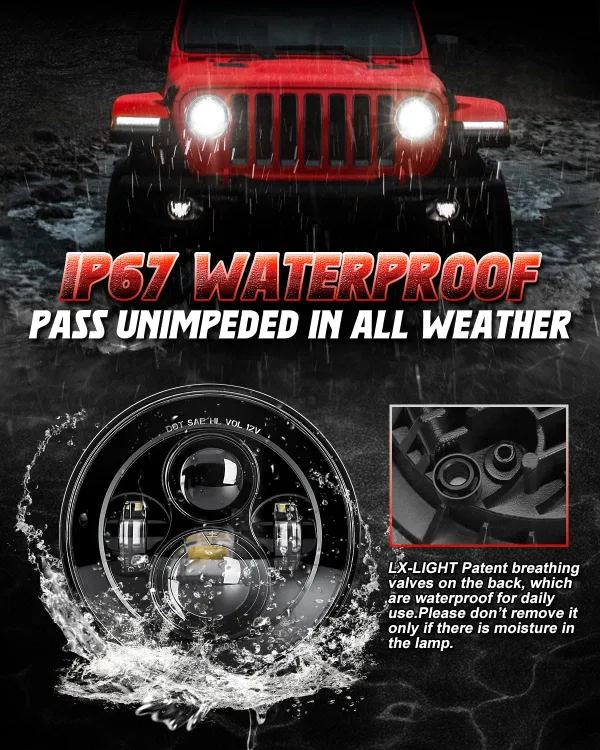 7 inch LED Headlights - Jeep Wrangler JL , hummer , bike image indicator(6)