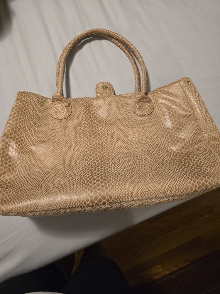 Beige Snakeskin Pattern Tote Bag - photo 2