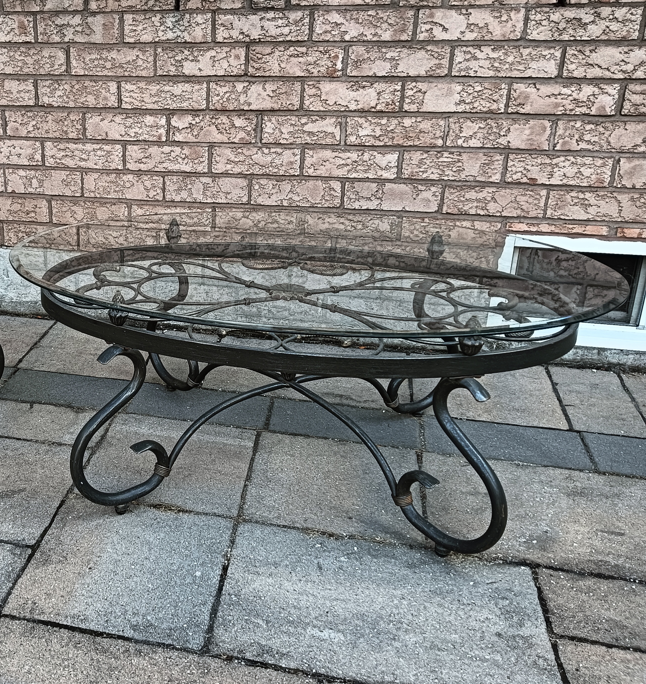 Glass Top Coffee Table - Metal Frame