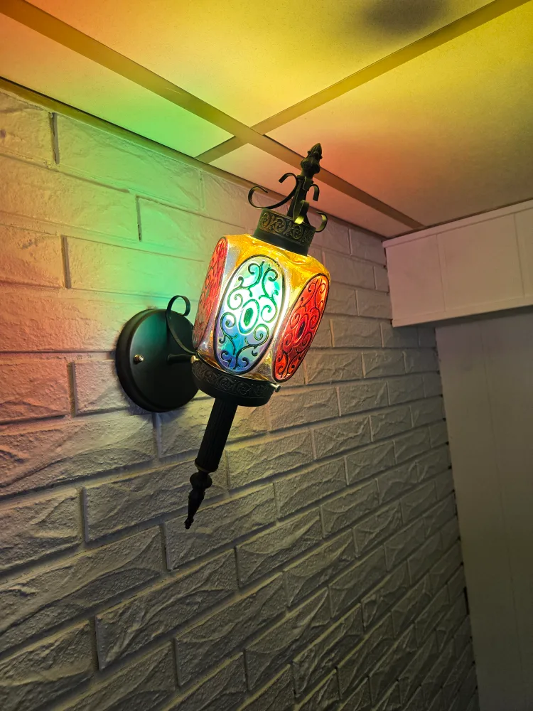 Two Vintage Stained Glass Wall Sconce. Great deal. !!!! thumbnail
