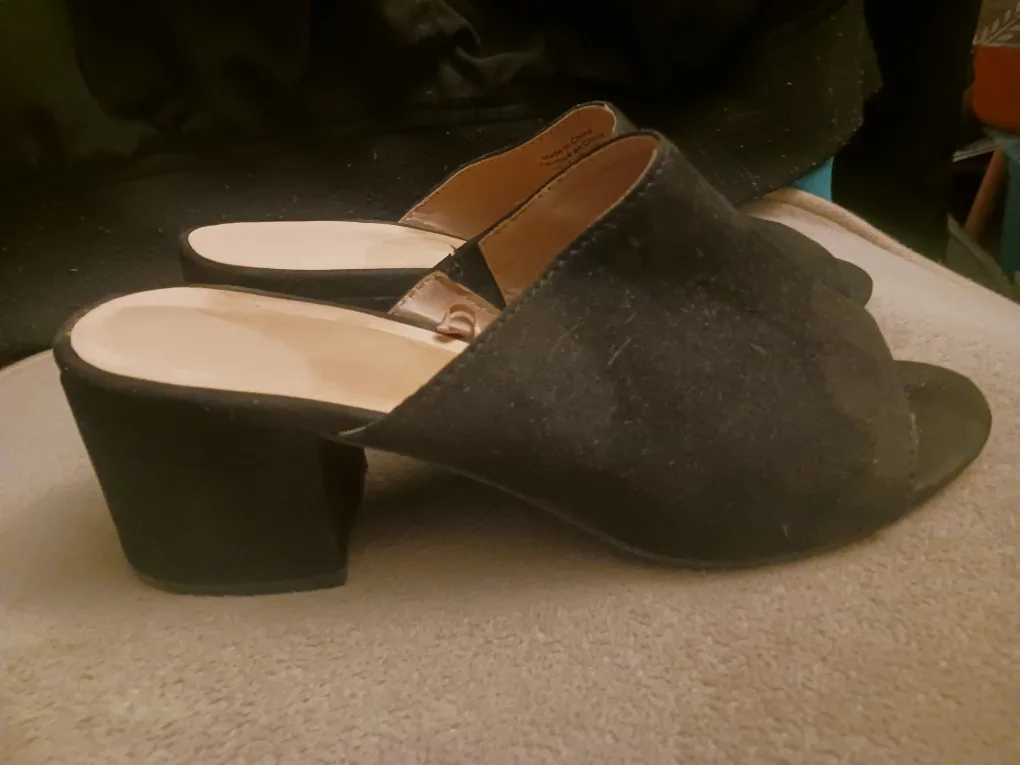 Black Heeled Mules, Size 7 image indicator(2)