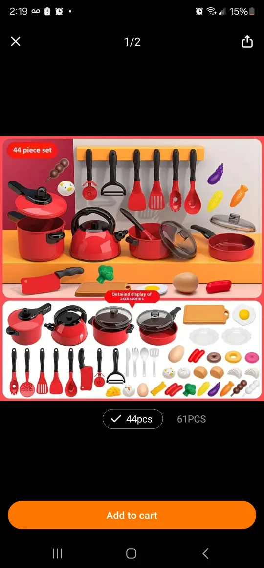 44-Piece Kids' Kitchen Play Set thumbnail