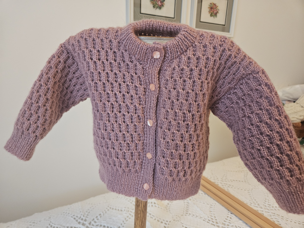 Hand-Knitted Cardigan - dusty rose