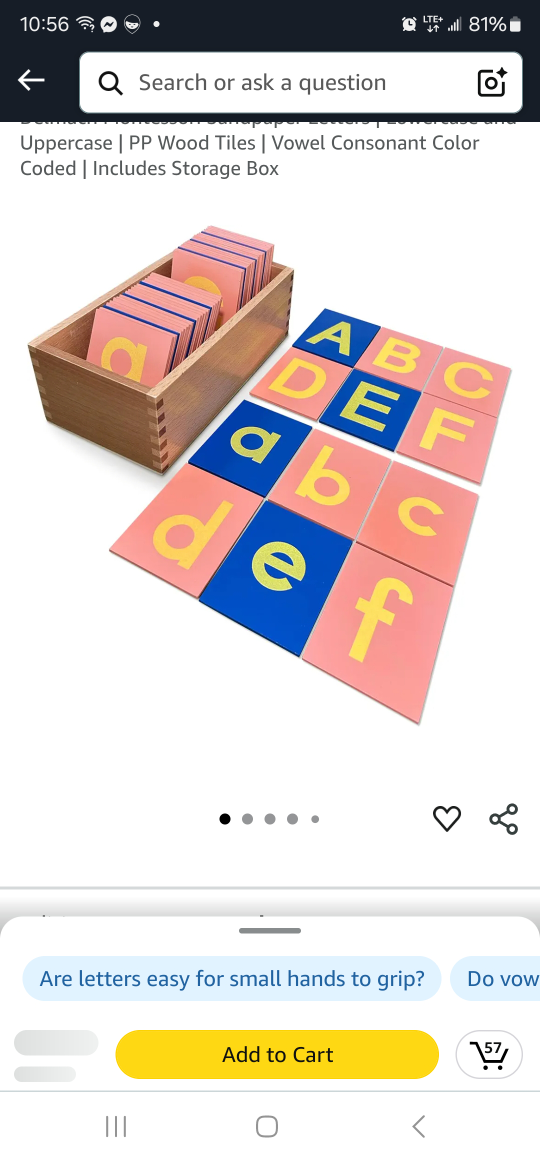 Adena Montessori Sandpaper Letters with Box
