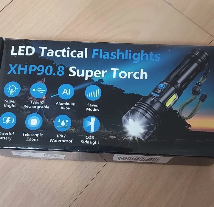 LED Tactical Flashlight XHP90.8 Super Torch thumbnail