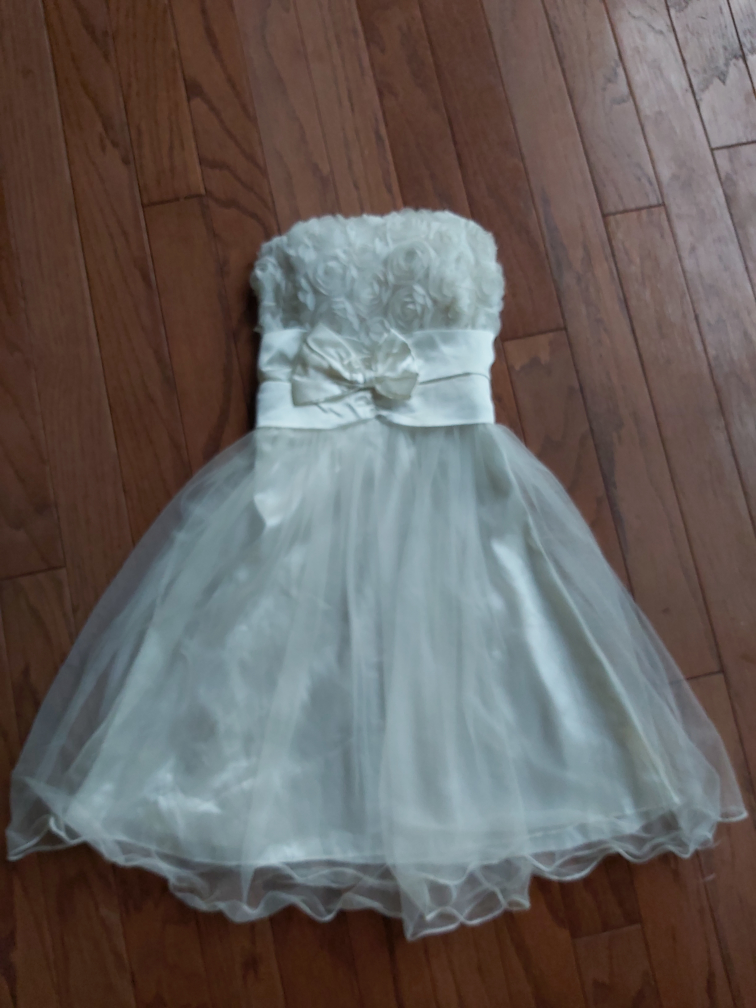 White Strapless Dress with Bow - photo 3