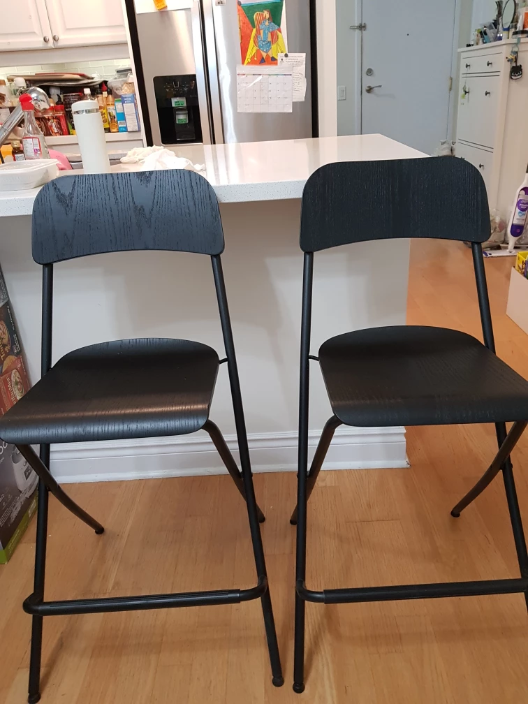IKEA  Bar Stool with Backrest, Black