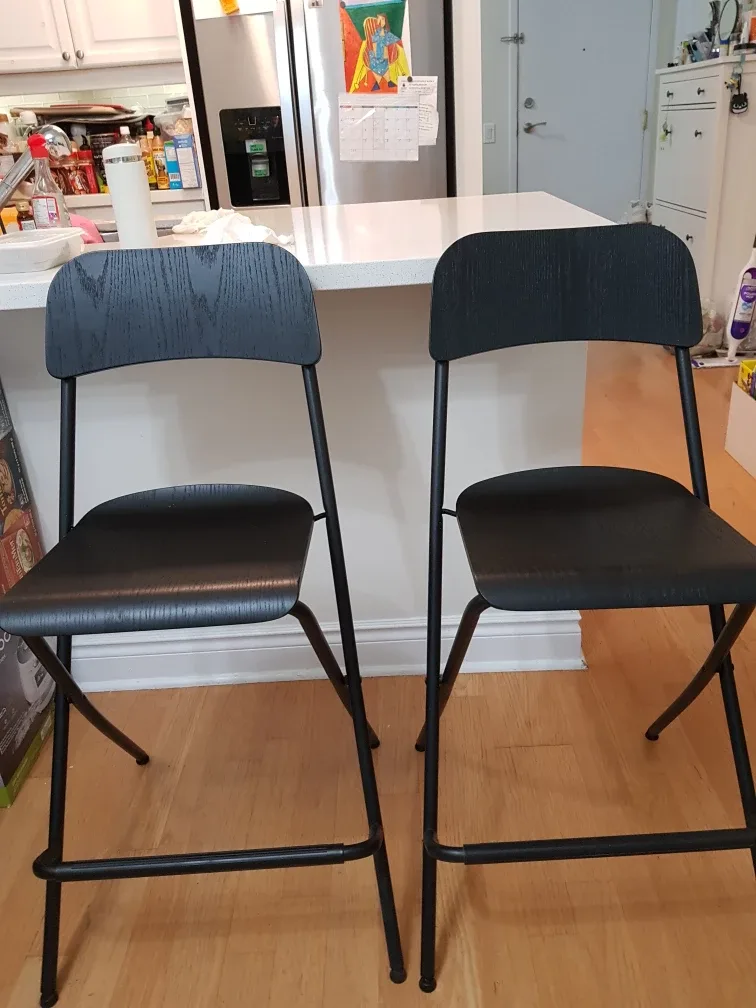 IKEA  Bar Stool with Backrest, Black thumbnail