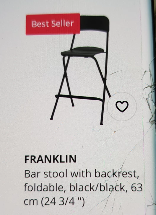 IKEA  Bar Stool with Backrest, Black - photo 3