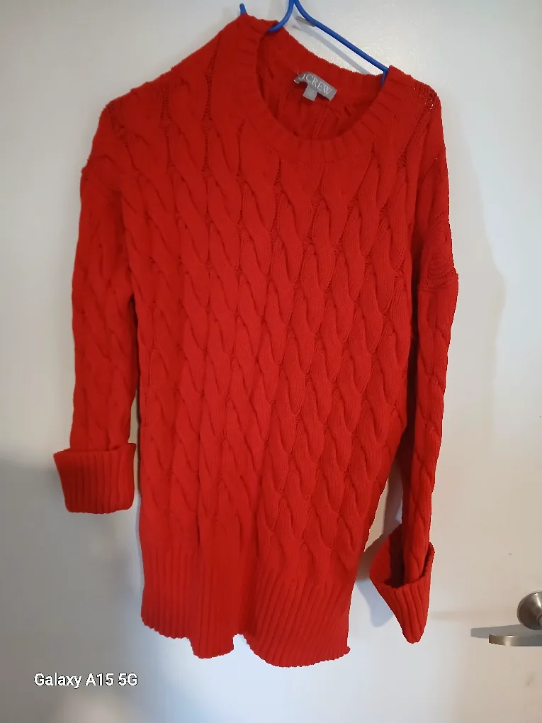 J.Crew Red Cable Knit Sweater thumbnail
