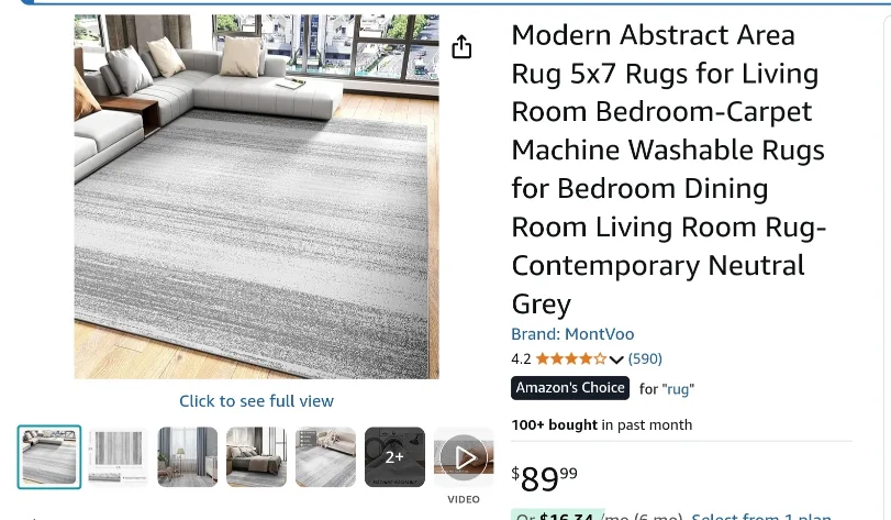 Grey Area Rug 5 '' x 7 '' image indicator(2)
