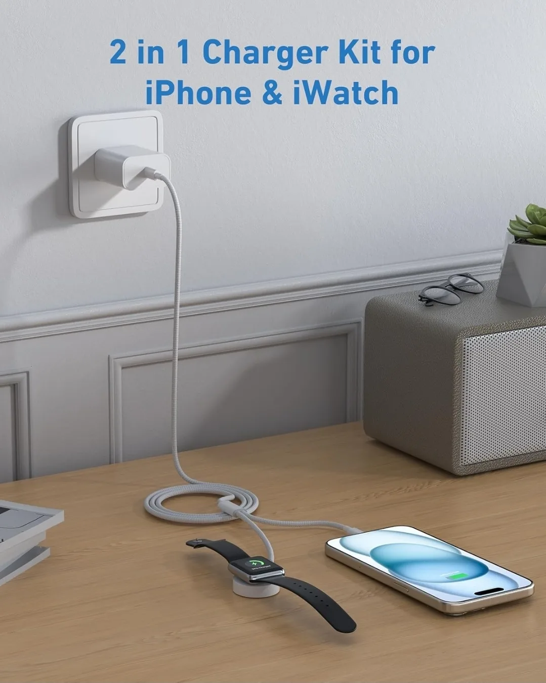 2-in-1 Apple Watch & iPhone Fast Charger | 6FT+ 20W USB-C Block image indicator(6)