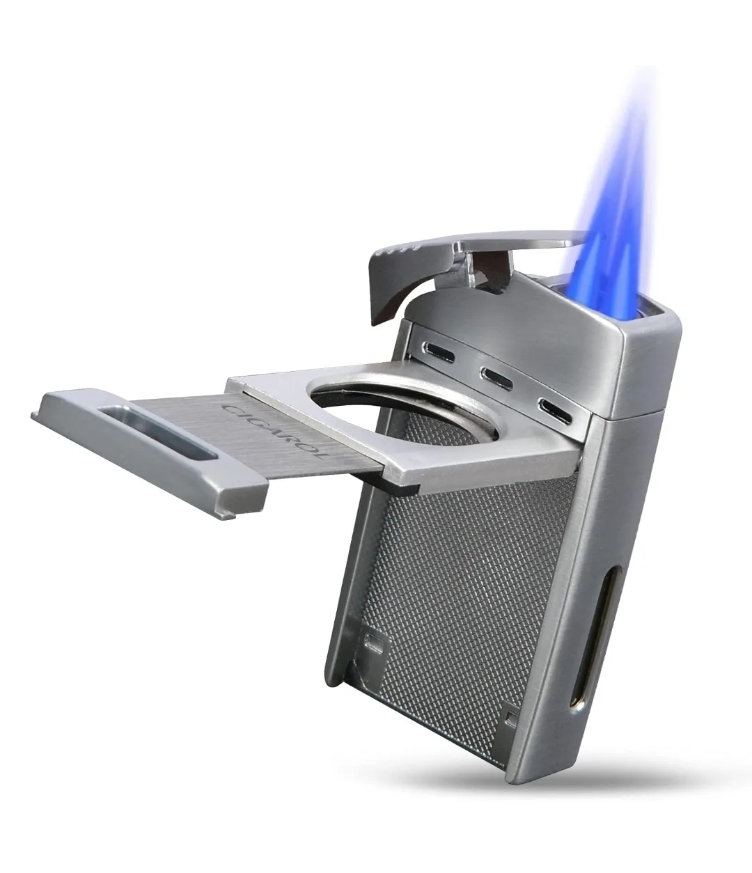 Cigarol Premium 2 in 1 Cigar Cutter & Jet Flame Lighter - Silver thumbnail