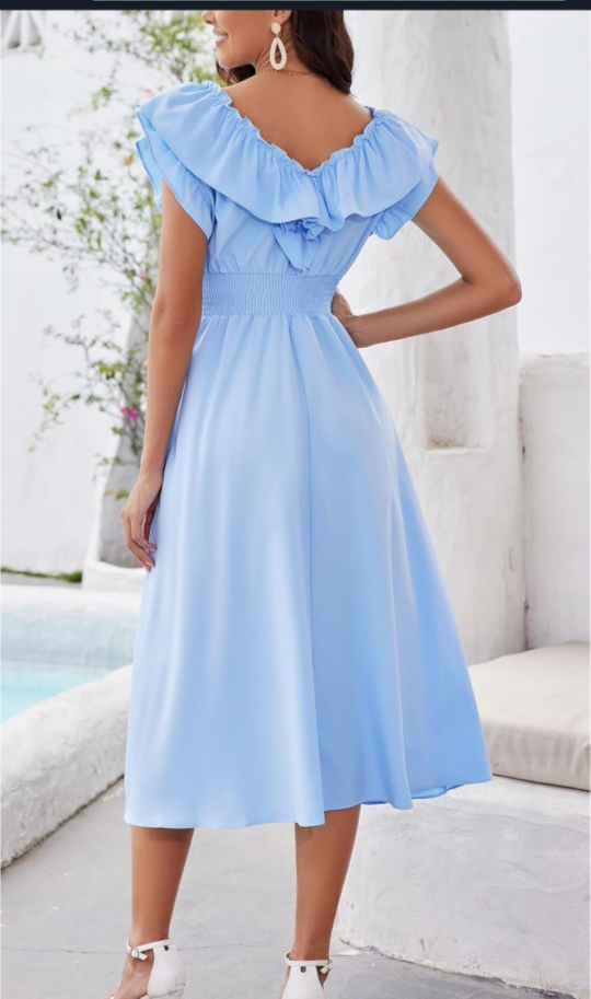 Light Blue Ruffle Midi Dress - photo 5