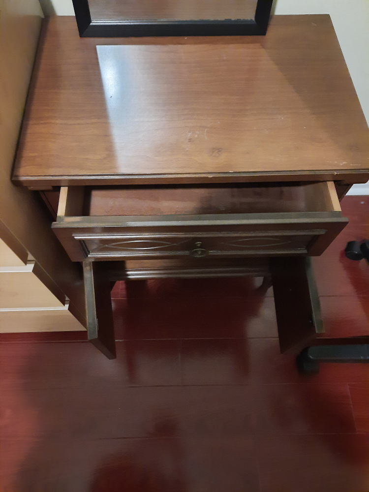Wooden Nightstand with Drawer & Cabinet