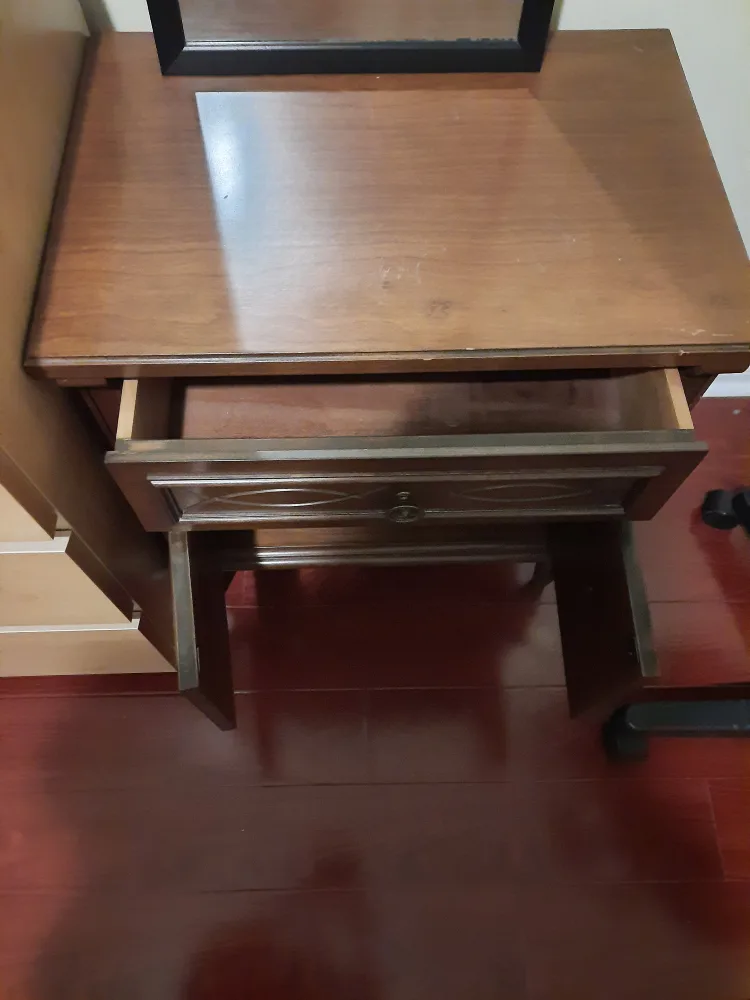 Wooden Nightstand with Drawer & Cabinet thumbnail