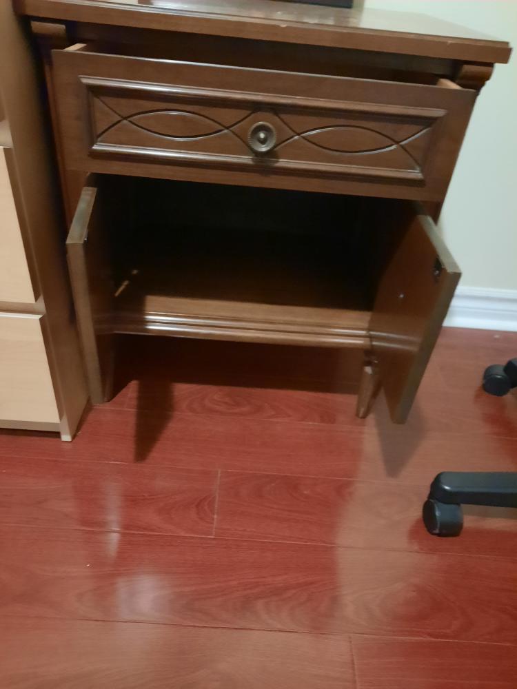 Wooden Nightstand with Drawer & Cabinet - photo 2