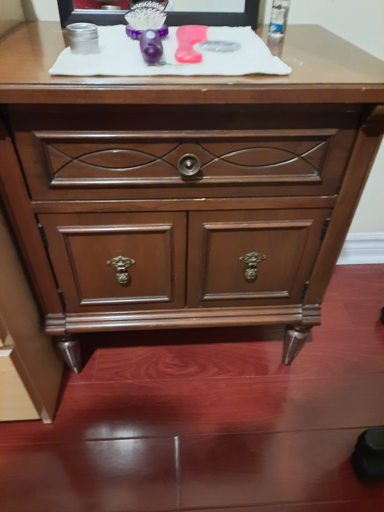 Wooden Nightstand with Drawer & Cabinet - photo 4