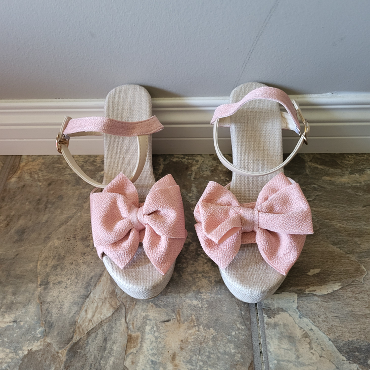 Pink Bow Wedge Sandals - Size 7 US - photo 2