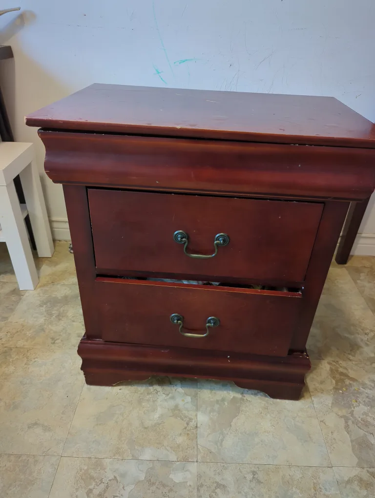 Wooden Nightstand with Two Drawers thumbnail