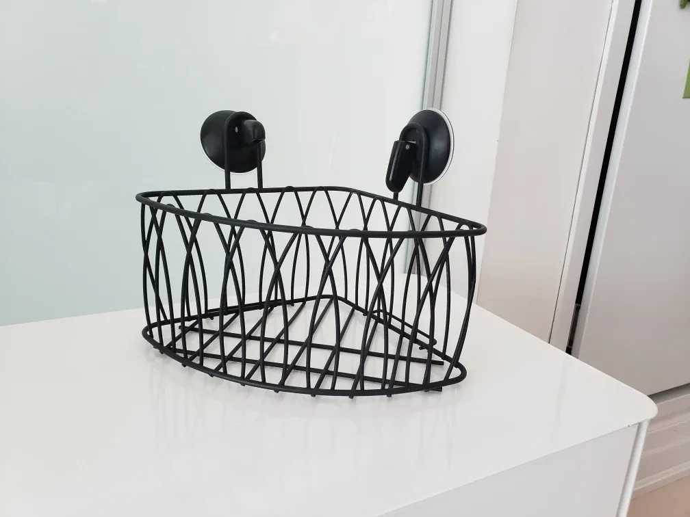 Black Corner Wall Suction Shower Caddy thumbnail