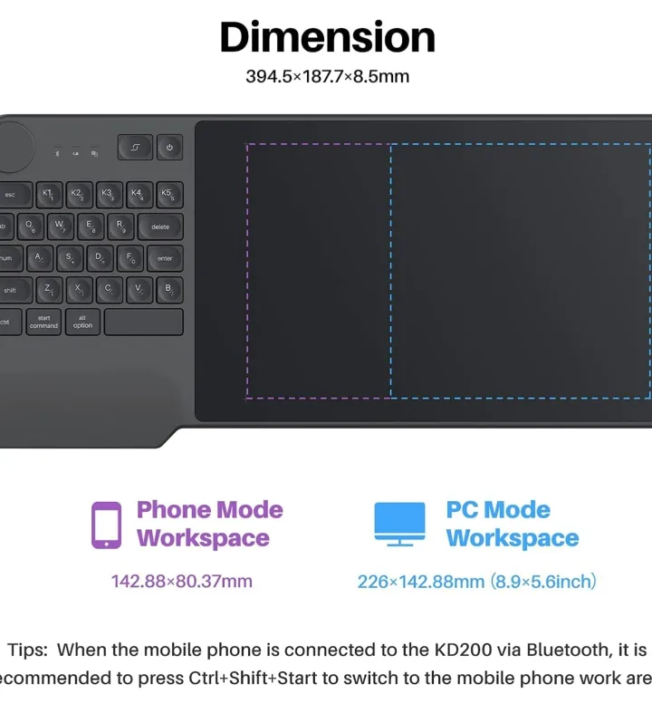 Huion Inspiroy Keydial KD200 Creative Pen Tablet - NEW image indicator(7)