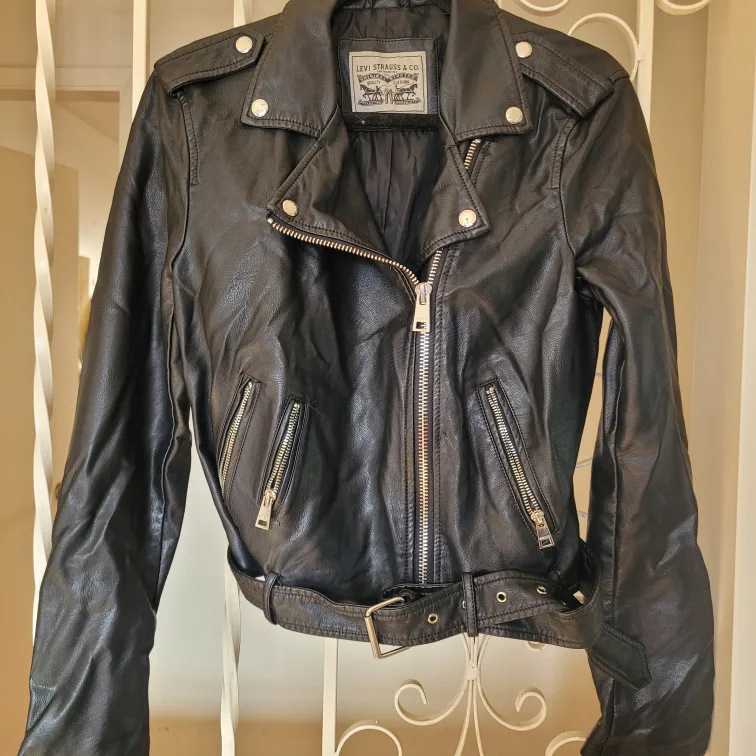 Levi Strauss Co. Black Faux Leather Moto Jacket thumbnail