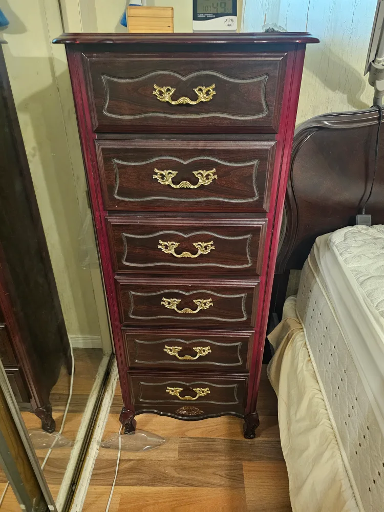 Tall Wooden Dresser with 6 Drawers thumbnail