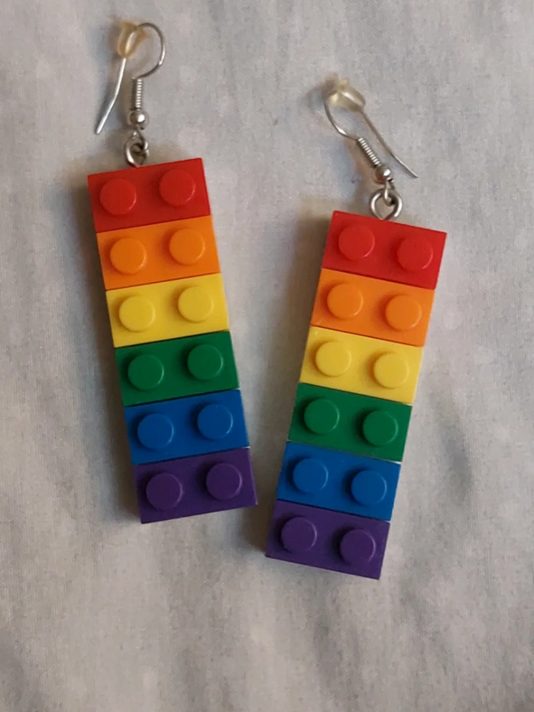 Rainbow LEGO Brick Earrings thumbnail