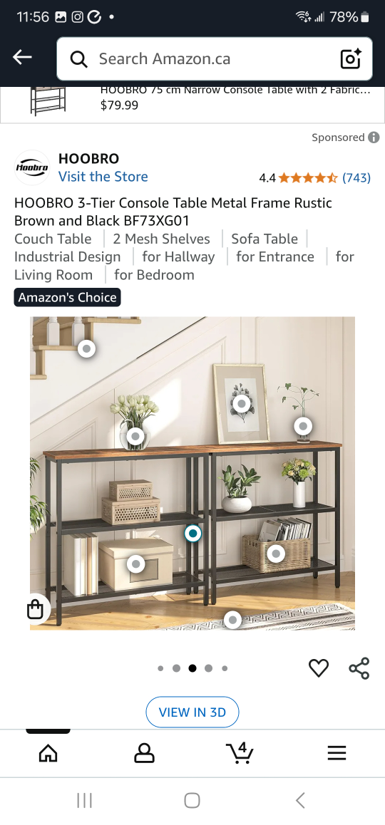 HOOBRO 3-Tier Console Table BF73XG01 - Rustic Brown - photo 2